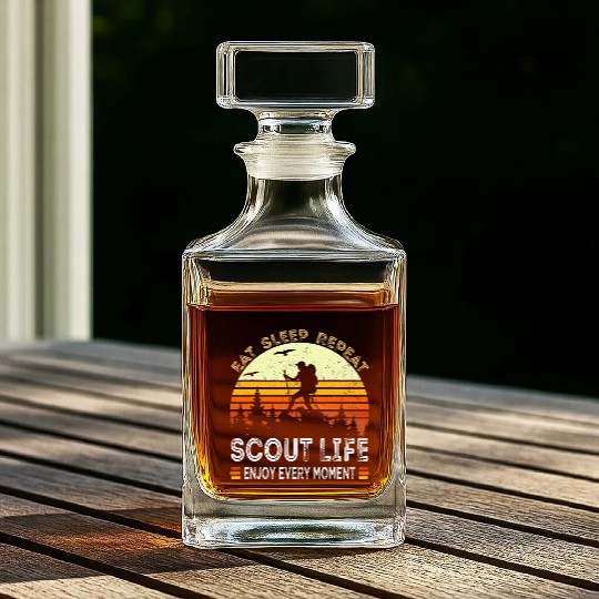 Eat Sleep Scout Repeat Camping Whiskey Decanters