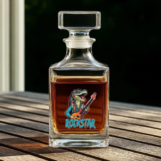 Rockstar Reptile Musician with Electric Guitar Whiskey Decanters