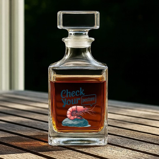 Funny Shrimp "Check Your Posture" Whiskey Decanters