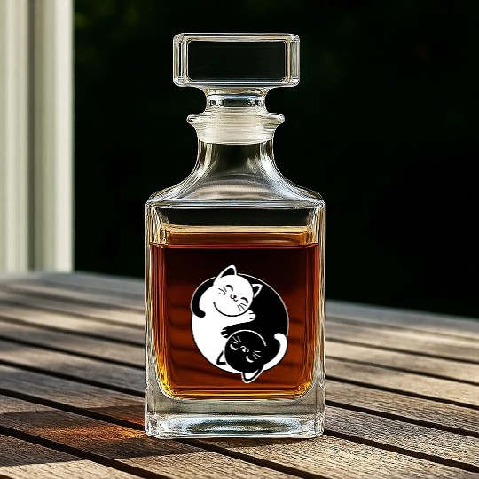 Yin and Yang Cats Whiskey Decanters