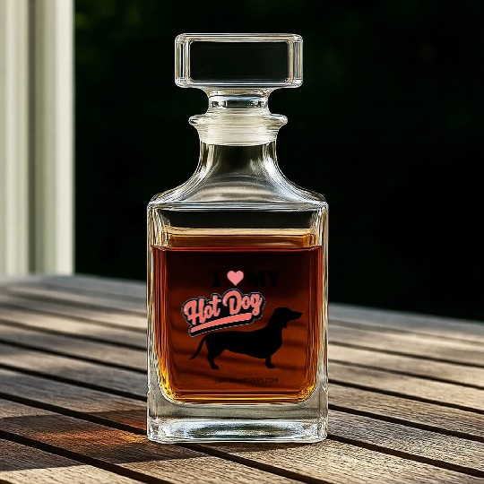 Dachshund Dog Lover Gift Whiskey Decanters Love My Hot Dog