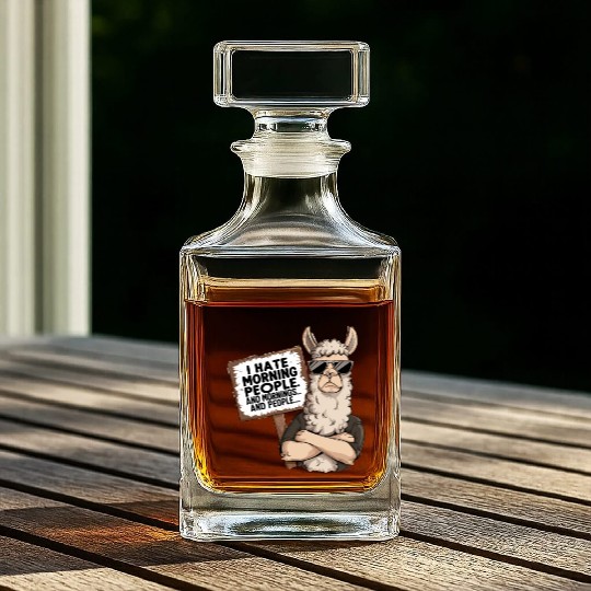 I Hate Morning People for a Morning grumpy Llama Whiskey Decanters