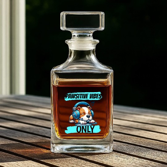 Pawsitive vibes only pitbull Whiskey Decanters