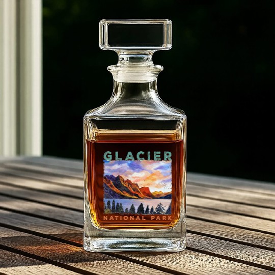 Glacier National Park Retro US Montana Parks Whiskey Decanters