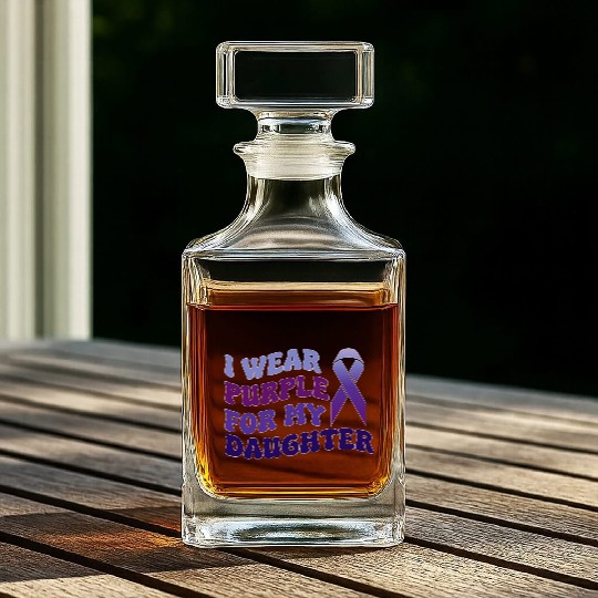 I Wear Purple For My Daughter Mom Dad Epilepsy Whiskey Decanters
