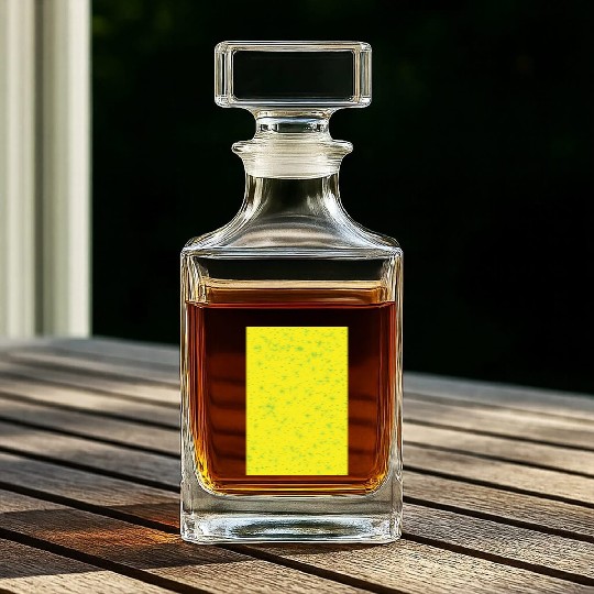Green stars on a yellow background Whiskey Decanters