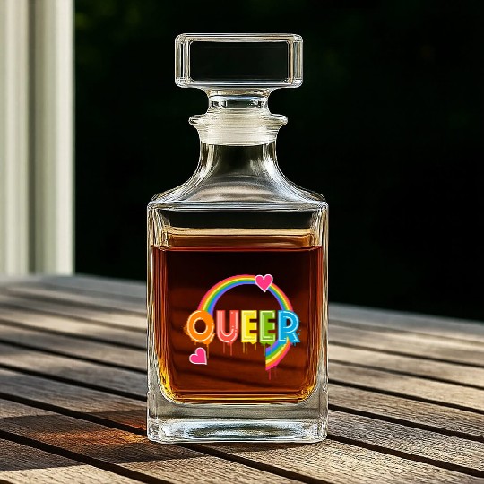 Queer Typo for Pride Month Equal Rights LGBTQ Whiskey Decanters