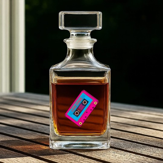Colorful cassette tape with love songs Whiskey Decanters