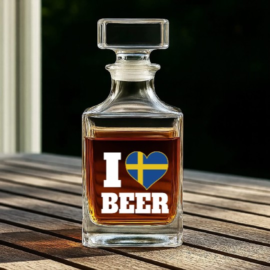 I Love Beer And Sweden Patriotic Expression Whiskey Decanters