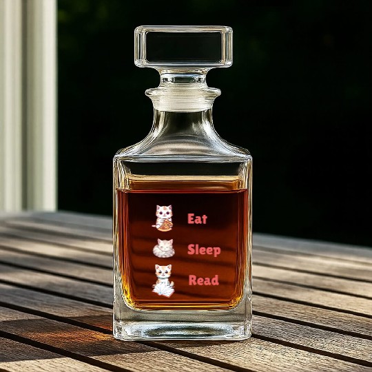 Eat Sleep Read for cute cat lovers Whiskey Decanters
