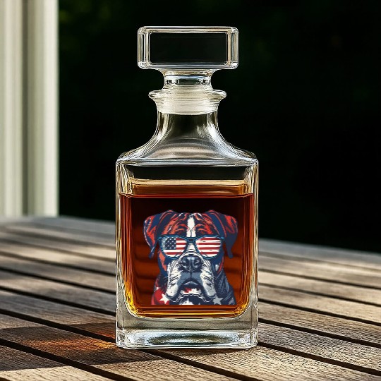 Boxer dog. American memorial day Whiskey Decanters