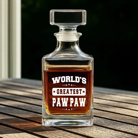 World's Greatest Paw Paw Top Fathers Day Grandpa Whiskey Decanters
