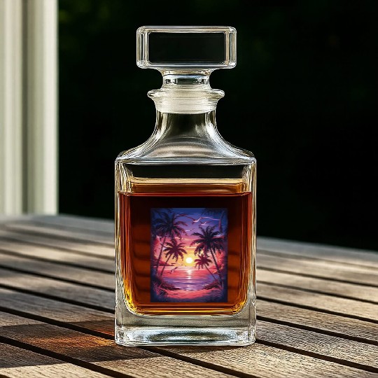 summer beach "Tropical Twilight Serenity" Whiskey Decanters