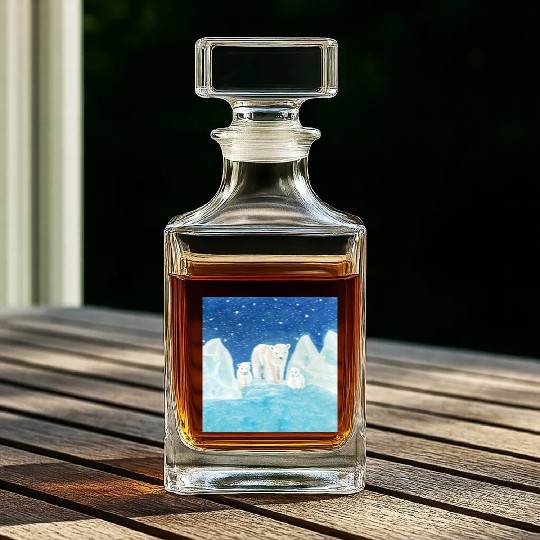 Polar Bears (Ursus maritimus) - Bear Mother & Cubs Whiskey Decanters