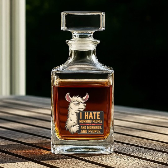 I Hate Morning People for a Morning grumpy Llama Whiskey Decanters