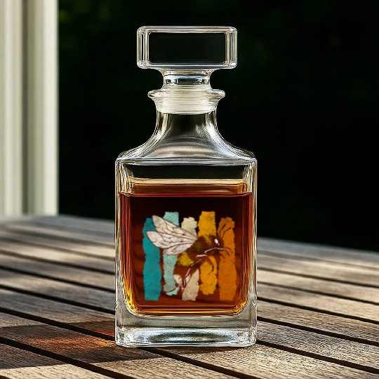 Honey Bee Nature Flowers Bees Whiskey Decanters