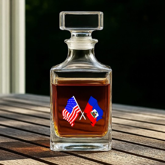 USA flag USA, Haiti flag Whiskey Decanters