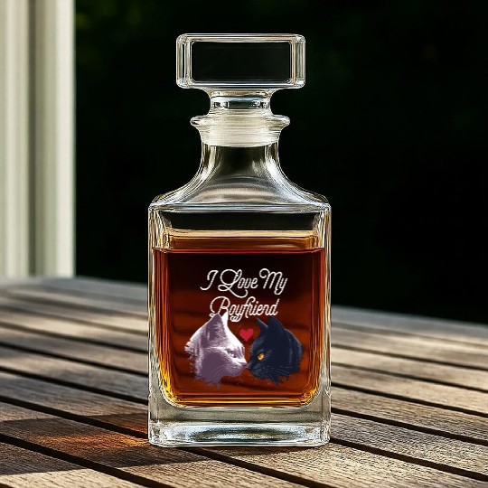 I Love My Boyfriend Funny Valentines Day Humor Whiskey Decanters