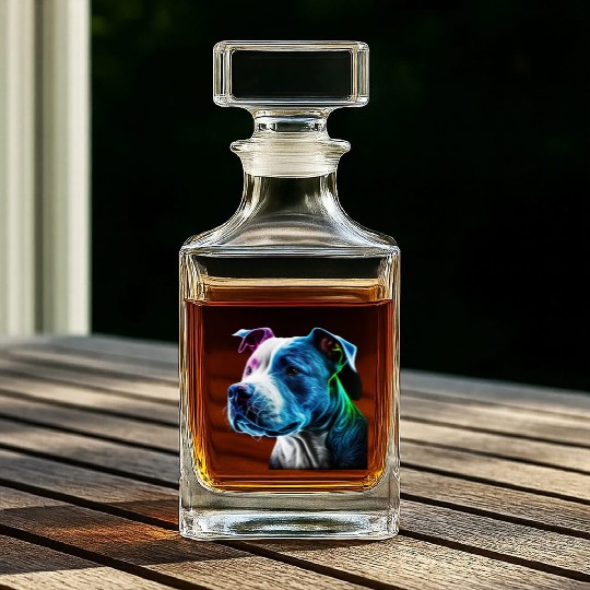 3D Neon Bluenose Pitbull Face Whiskey Decanters