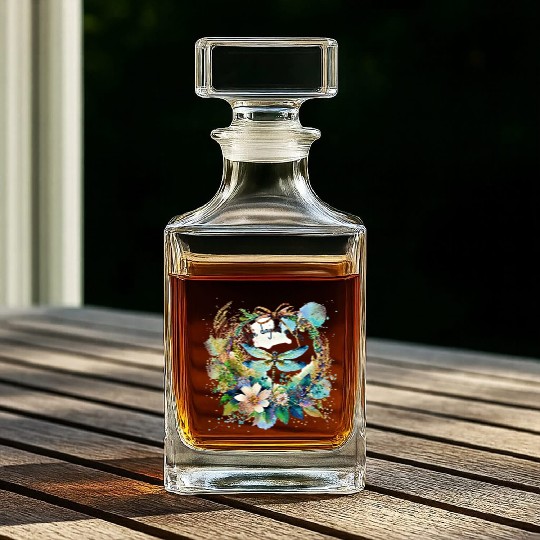 One day at a time dragonfly floral Whiskey Decanters