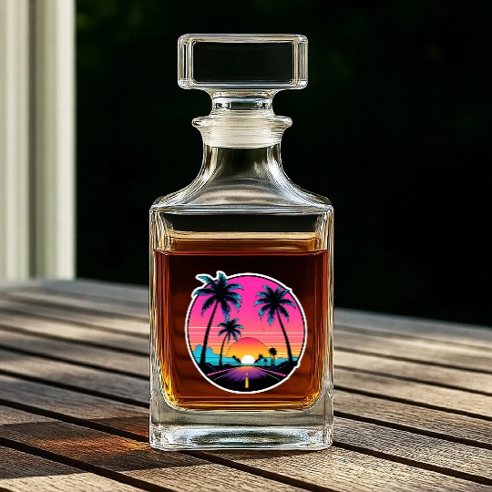 Beach road sunset driving on a lonely road. Whiskey Decanters