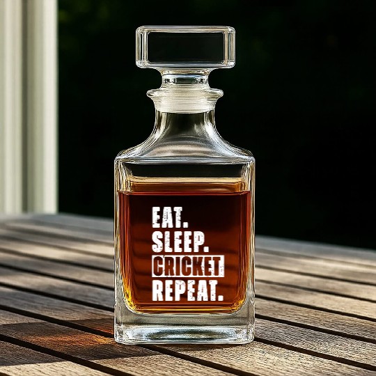 Cricket Fans Eat Sleep Cricket Repeat Whiskey Decanters