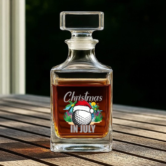 Christmas in July Golf Santa Hat Funny Summer Whiskey Decanters
