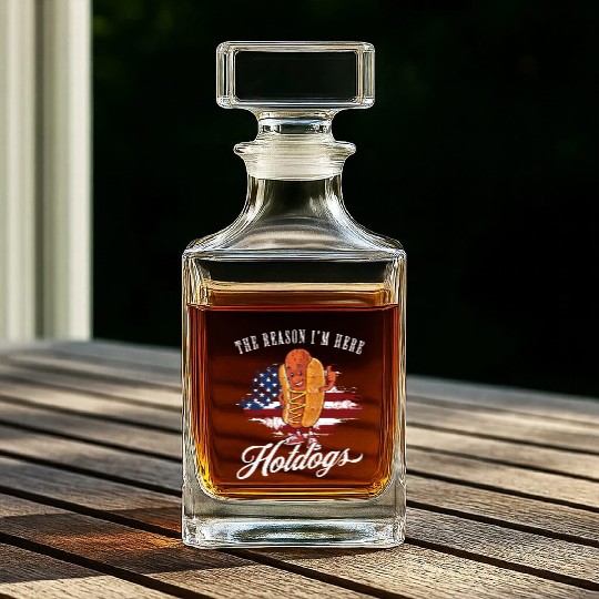 Funny BBQ Pun Retro Vintage Hot Dog Lover Whiskey Decanters