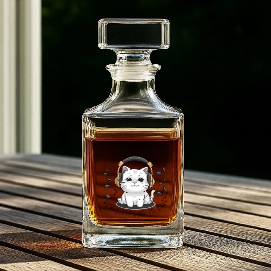 Cute Cat I Can't Hear You I'm Listening To Rap Whiskey Decanters