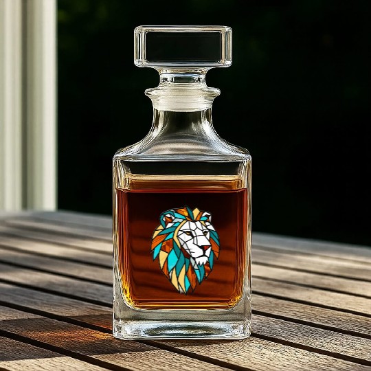 Geometric Lion Stained Glass Whiskey Decanters Disgin
