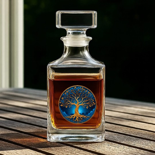 Irish Nordic Celtic Tree of Life Yggdrasil Whiskey Decanters