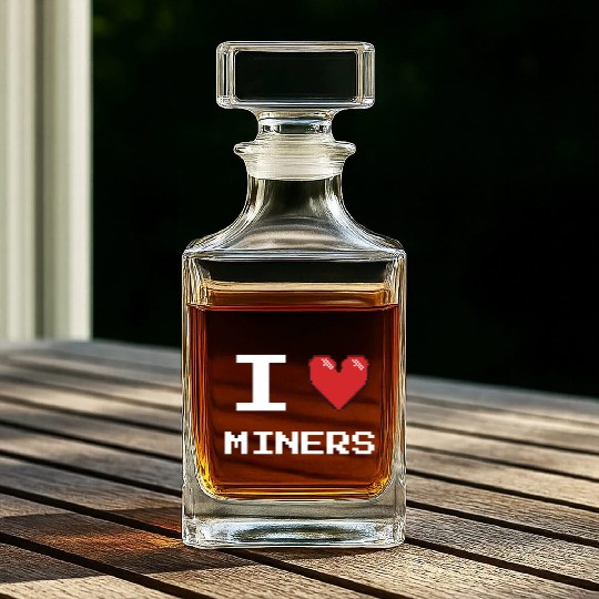 I love Miners Miner Mining Gamer Crypto Whiskey Decanters