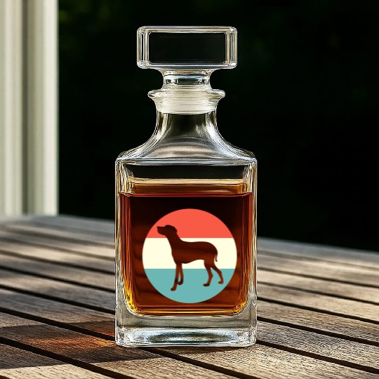 Retro Weimaraner Dog Silhouette Whiskey Decanters