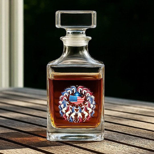 Star-Spangled Unicorn with American Pride and Whiskey Decanters