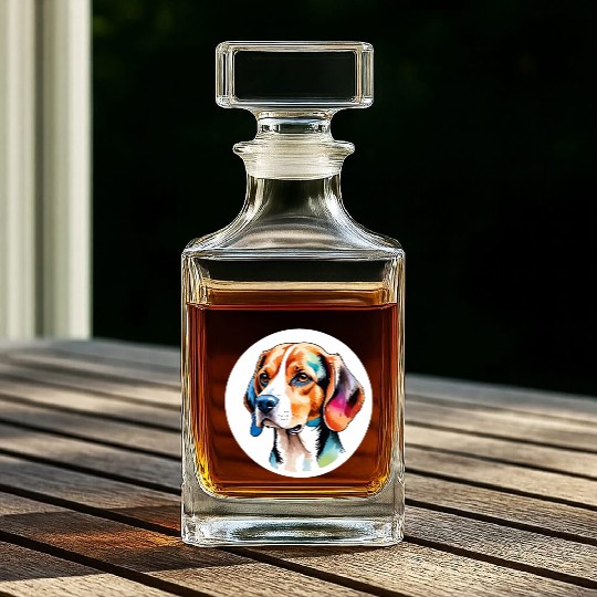 Beagle Watercolor Whiskey Decanters