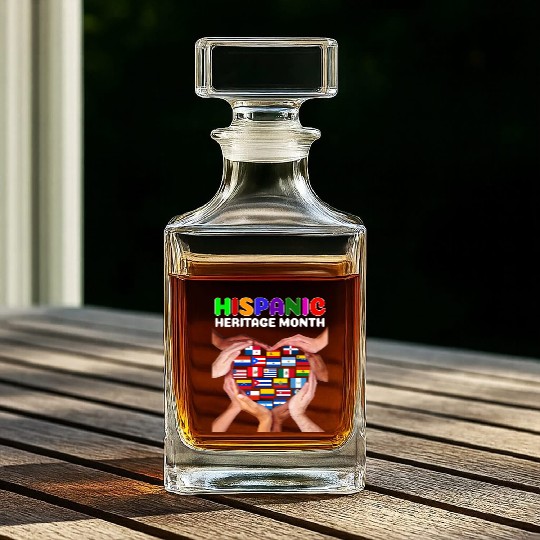 Hispanic Heritage Month All Countries Heart Hands Whiskey Decanters