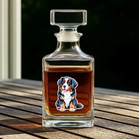 Bernese Mountain Dog Watercolor Whiskey Decanters
