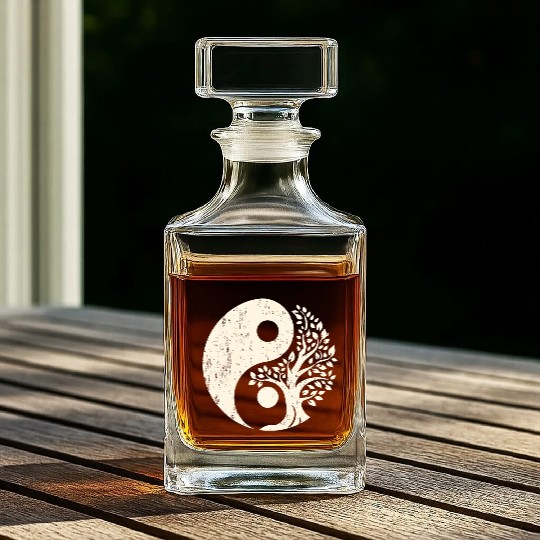 Nature's Balance: Yin Yang Tree of Life Whiskey Decanters