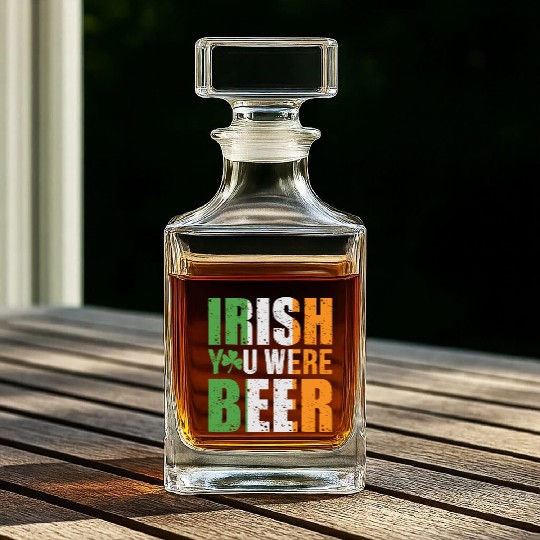 Irish You Were Beer Funny St. Patrick's Day Gift Whiskey Decanters