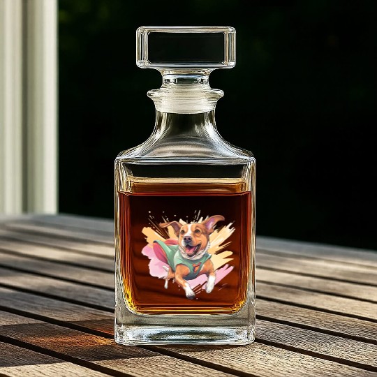 Superhero Mutt Dog Mutt Lover Whiskey Decanters