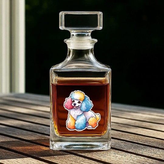 Poodle Watercolor Whiskey Decanters