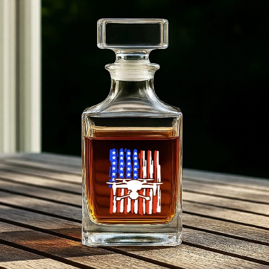 Drone American Flag Quadcopter Whiskey Decanters