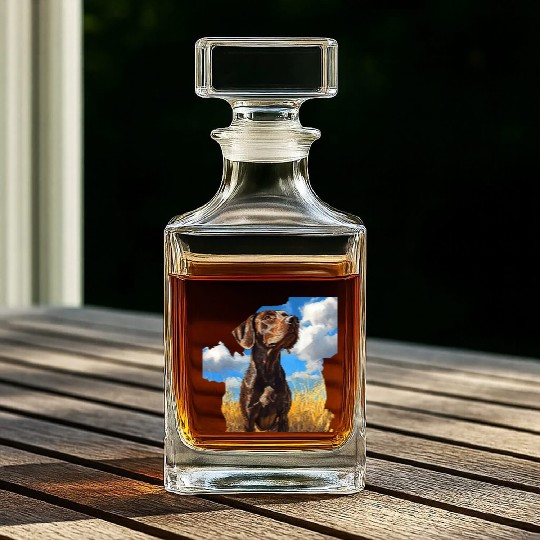 German Shorthaired Pointer Watercolor Picture Whiskey Decanters