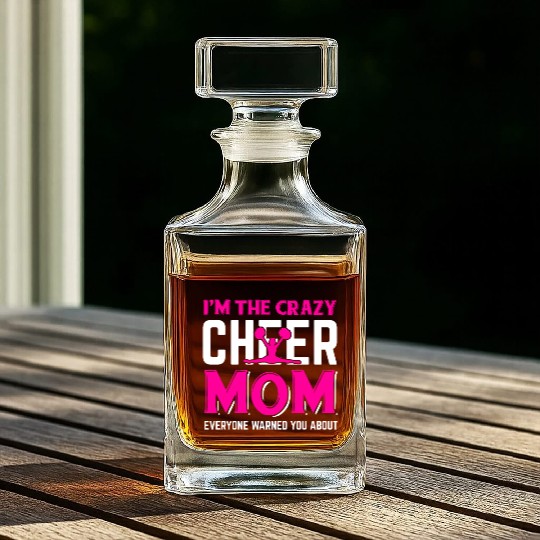 Crazy Cheer Mom Cheerleading Mommy Mother's Day Whiskey Decanters