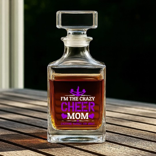Crazy Cheer Mom Cheerleading Mommy Mother's Day Whiskey Decanters