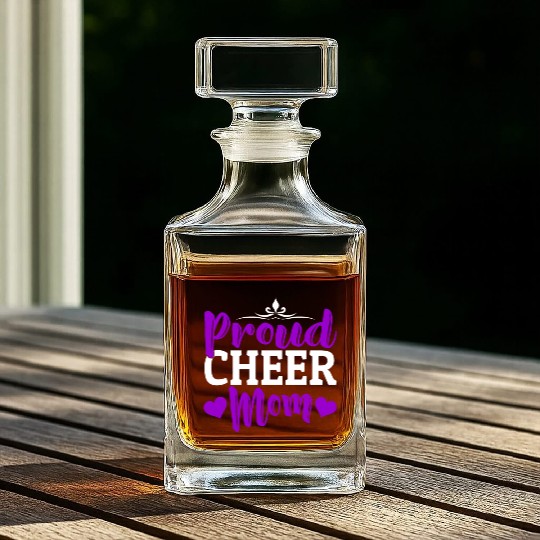 Proud Cheer Mom Cheerleading Mommy Mother's Day Whiskey Decanters