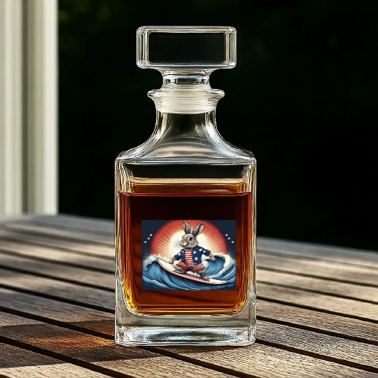 Stars & Stripes Surfer Bunny Whiskey Decanters