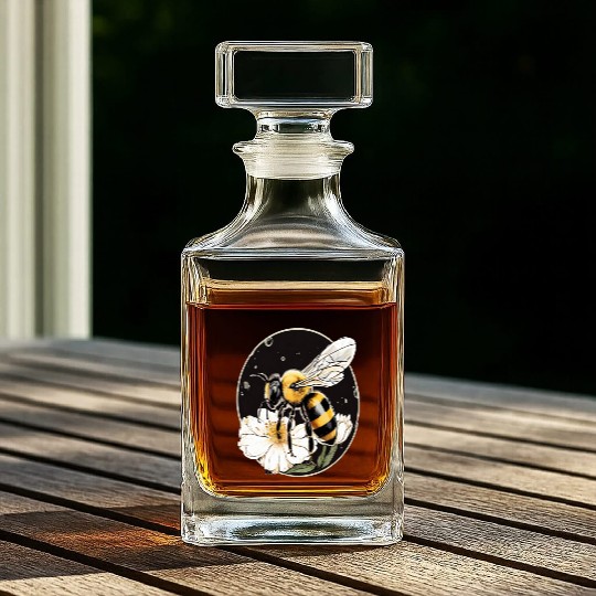 Bumble Bee on a Flower in a Bubble Whiskey Decanters