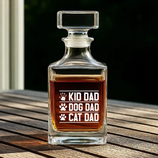 Kid,Dog,Cat Dad Gift Funny Father's Day Daddy Whiskey Decanters