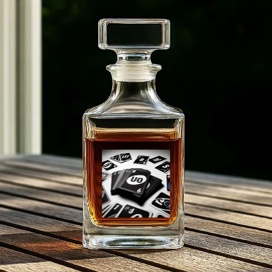 Black Uno Cards Whiskey Decanters